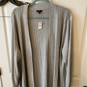 silver knit never worn shawl collar cardigan